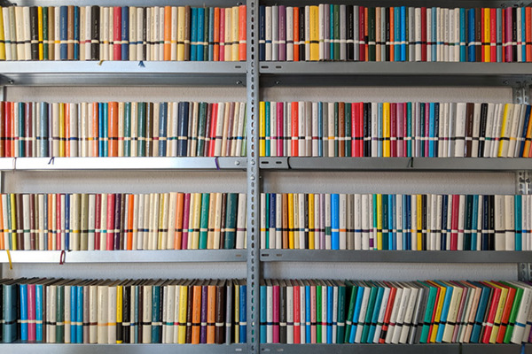 Shelf Of Books Located At Berlin Based Publisher Suhrkamp Verlag