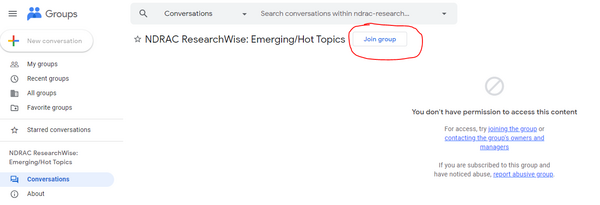 ResearchWise Hot Topic Seminar Series Google Group