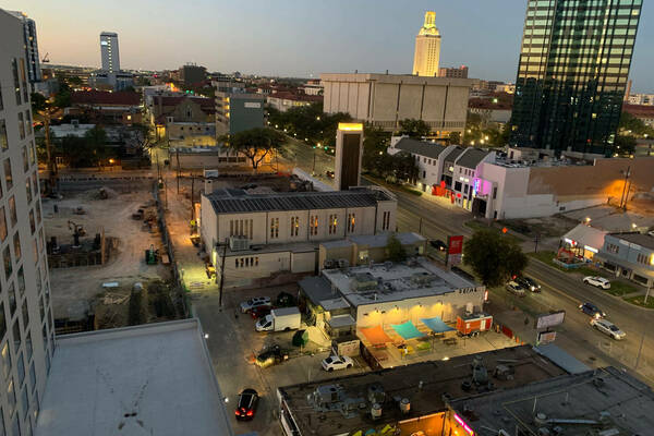 Austin, TX skyline with St. Austin Catholic Parish and School in foreground (Photo credit: Madeline Johnson)