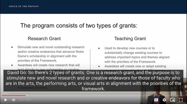 The Strategic Framework Internal Seed Grant Program consists of two types of grants: Research and Teaching.