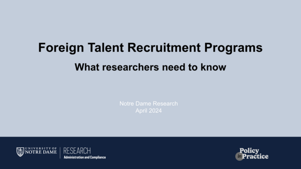 Foreign Talent Recruitment Programs: What researchers need to know