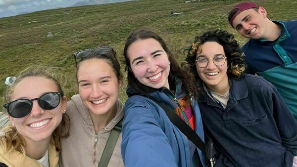 Maeve Mastri '26 with friends participating in summer research in Ireland.